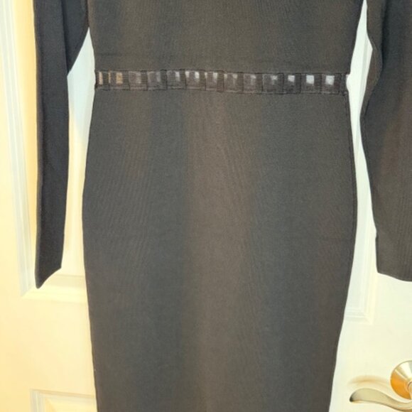 Reiss Sage ladder trim black knit long sleeve dress, size M NWT - Picture 7 of 7